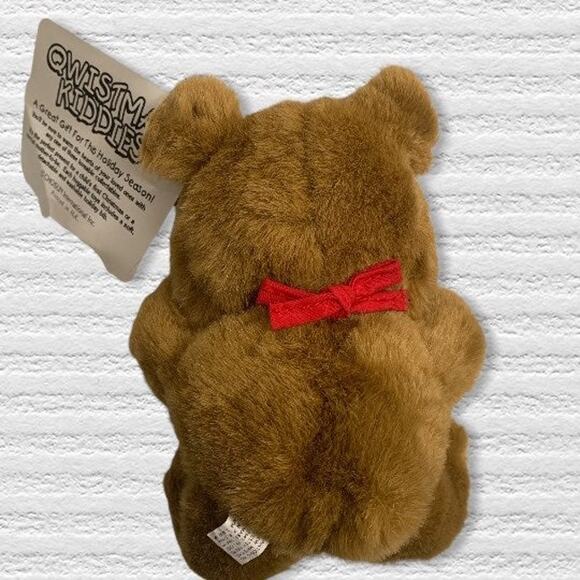 CVS Qwistmas Kiddies Christmas Brown Teddy Bear Plush Holiday 1994 Vintage NWT - Picture 2 of 2